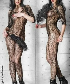 Chilirose Lingerie Poland Black Bodystocking With Sleeves