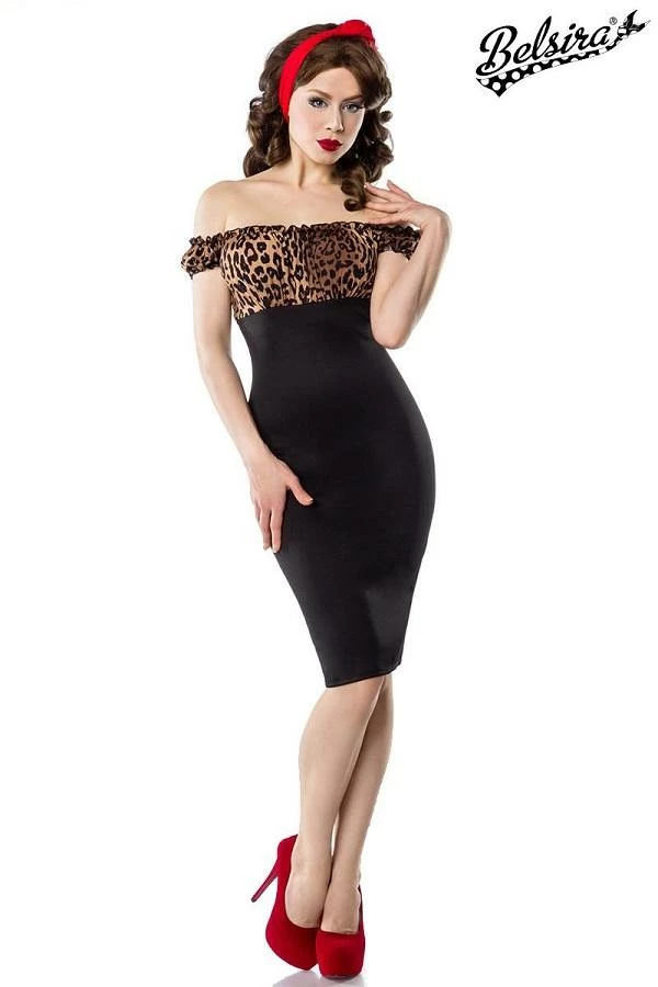 Belsira Clothing Vintage Pencil Dress Black With Leopard 6 Belsira Clothing Vintage Pencil Dress Black With Leopard