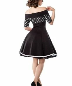 Belsira Shoulder Free Polka-Dot Dress Clothing