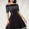 Belsira Shoulder Free Polka-Dot Dress Clothing
