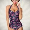 Belsira Vintage Flower Pink Print Swimsuit 50014