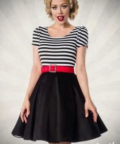 Belsira Jersey Dress Black-White