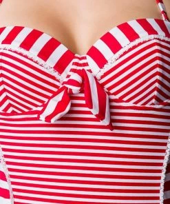 Belsira Red Striped Retro Swimsuit Plus Size