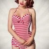 Belsira Red Striped Retro Swimsuit Plus Size