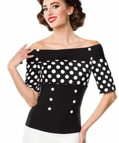 Belsira Clothing Vintage Black Polka-Dot Top