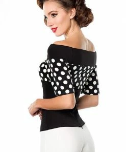 Belsira Clothing Vintage Black Polka-Dot Top