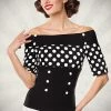 Belsira Clothing Vintage Black Polka-Dot Top