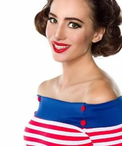 Belsira Vintage Striped Top Blue-red Clothing