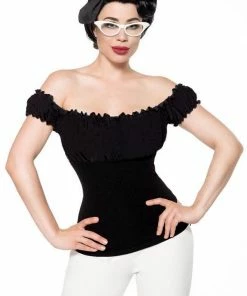 Belsira Jersey Top Black Clothing