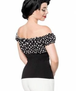 Belsira Jersey Top Black And Polka-Dots Clothing