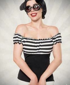 Belsira Clothing Jersey Top Black And Stripes