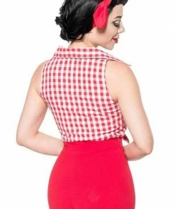 Belsira Red Sleeveless Check Shirt
