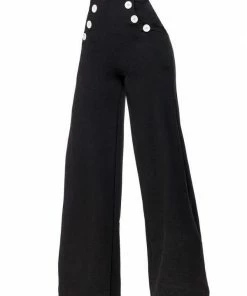 Belsira Trousers Black With White Buttons Clothing