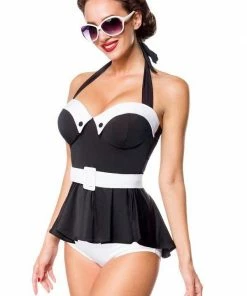 Belsira Vintage Swim Dress Black-White