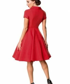 Belsira Swing Dress With Buttons Red
