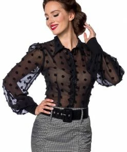 Belsira Vintage Transparent Shirt Black Clothing