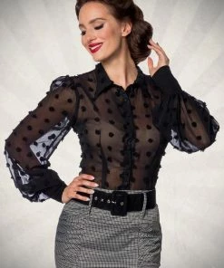 Belsira Vintage Transparent Shirt Black Clothing