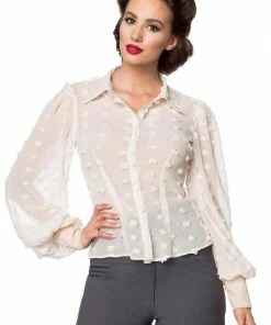 Belsira Vintage Transparent Shirt Cream Clothing 9 Belsira Vintage Transparent Shirt Cream Clothing