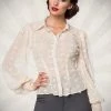 Belsira Vintage Transparent Shirt Cream Clothing