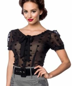 Belsira Vintage Transparent Blouse Black Clothing