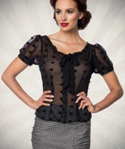 Belsira Vintage Transparent Blouse Black Clothing