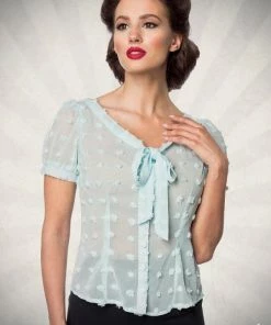 Belsira Vintage Transparent Blouse Blue Clothing
