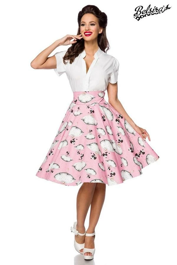 Belsira Clothing Pink Printed Vintage Skirt 8 Belsira Clothing Pink Printed Vintage Skirt