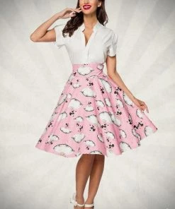 Belsira Clothing Pink Printed Vintage Skirt