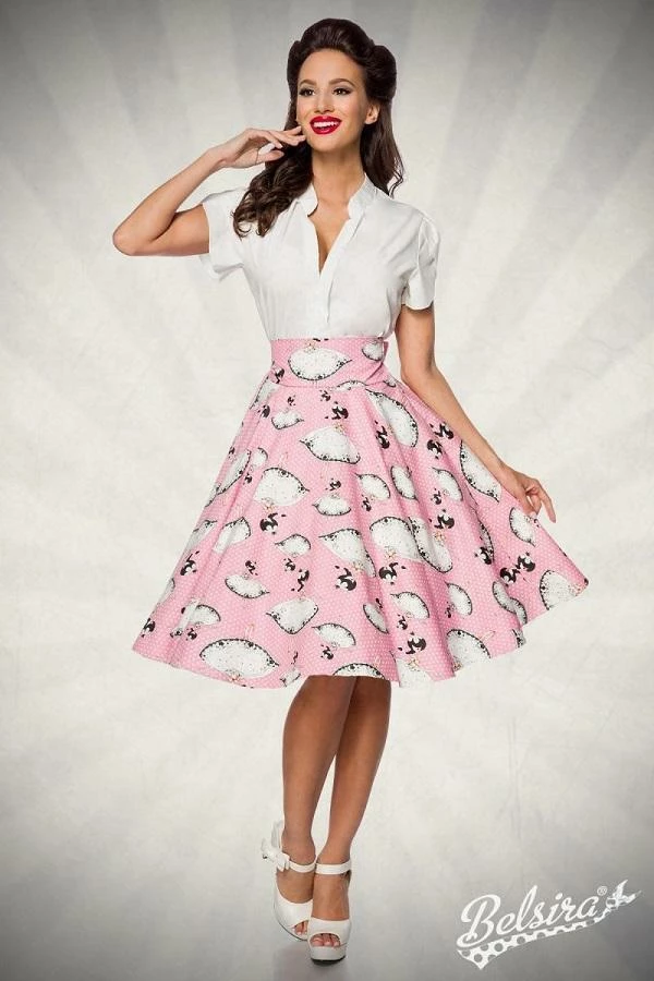 Belsira Clothing Pink Printed Vintage Skirt 3 Belsira Clothing Pink Printed Vintage Skirt