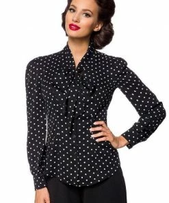 Belsira Polka-Dot Long Sleeve Blouse Clothing