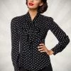 Belsira Polka-Dot Long Sleeve Blouse Clothing