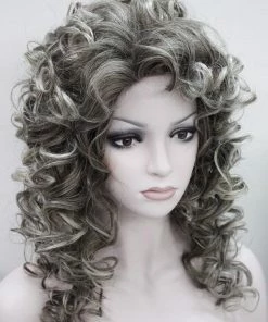 Flirtywomen Spiral Curl Grey Mix Wig Wigs