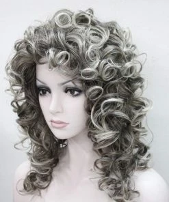 Flirtywomen Spiral Curl Grey Mix Wig Wigs