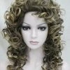 Flirtywomen Spiral Curly Dark Brown Golden Mix Wig