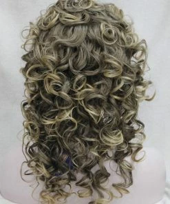 Flirtywomen Spiral Curly Dark Brown Golden Mix Wig