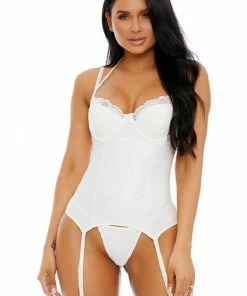 Forplay White Matte Bustier Faux Leather