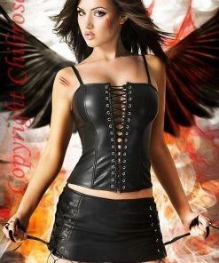 Chilirose Lingerie Poland PU Skirt, Corset And G-string Set