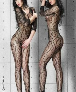 Chilirose Lingerie Poland Hosiery Black Sleeved Bodystocking