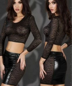 Chilirose Lingerie Poland Black Wet-look Skirt With A Short Top