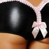 Lolitta Lingerie Black Wet-look Fabric Briefs With Bow Detail At Back