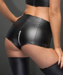 Noir Handmade Poland Clothing Wet-Look Shorts F164