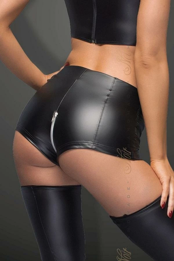 Noir Handmade Poland Clothing Wet-Look Shorts F164 4 Noir Handmade Poland Clothing Wet-Look Shorts F164