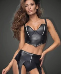 Noir Handmade Poland Clothing Power Wet-Look Top F-165