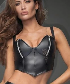 Noir Handmade Poland Clothing Power Wet-Look Top F-165