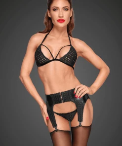 Noir Handmade Poland Lingerie Power Wet Look Garter Belt F178