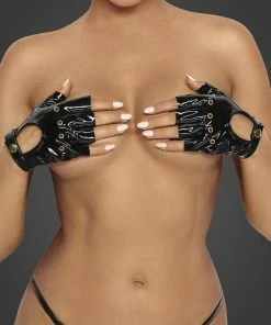 Noir Handmade Poland Erotic Fingerless Gloves F263