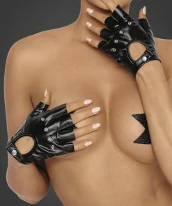 Noir Handmade Poland Erotic PVC Fingerless Gloves F264