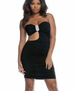 Forplay Black Strapless Mini Dress Clothing