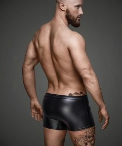 Noir Handmade Poland Sexy Men`s Eco-Leather Shorts With Hot Details Mens Clothing And Lingerie