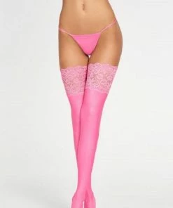 7 Th Heaven Pink Wet-Look Stockings Loreto